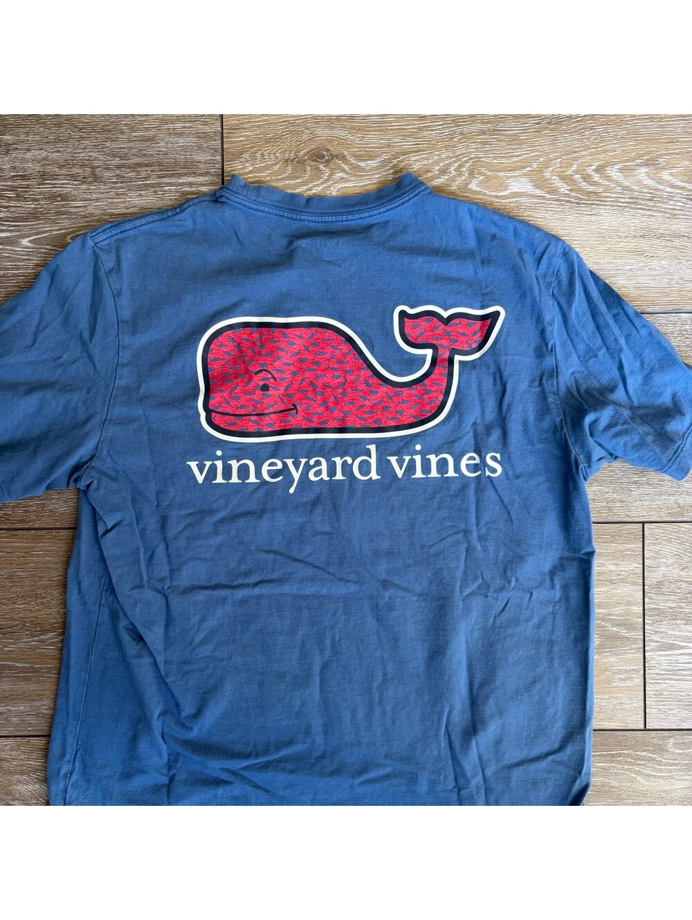 Vineyard Vines Men’s’ Blue Shirt with fun patterned whale